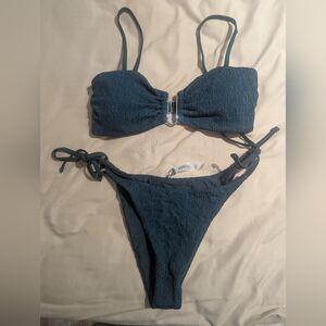Textured Teal Bikini Set
